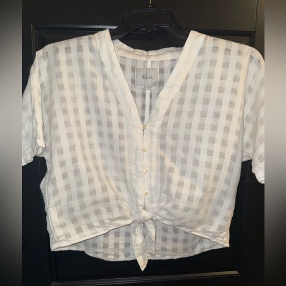 Rails Thea Tie Waist White Tonal Powder Check
Pattern Short Sleeve Button Small - Picture 4 of 7